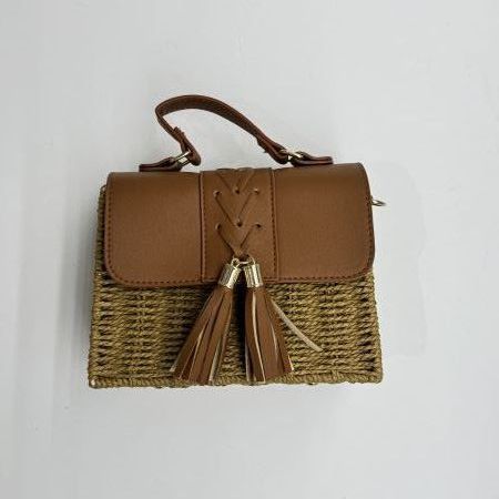 Bucket bag with leather handle for women