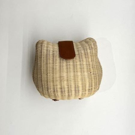 Rectangular-shaped bag with rigid handle for women