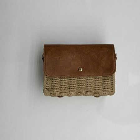 Rectangular-shaped bag with rigid handle for women