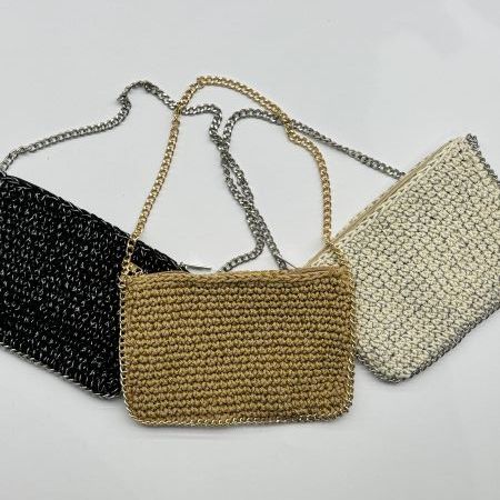 Borsa in paglia con catena donna